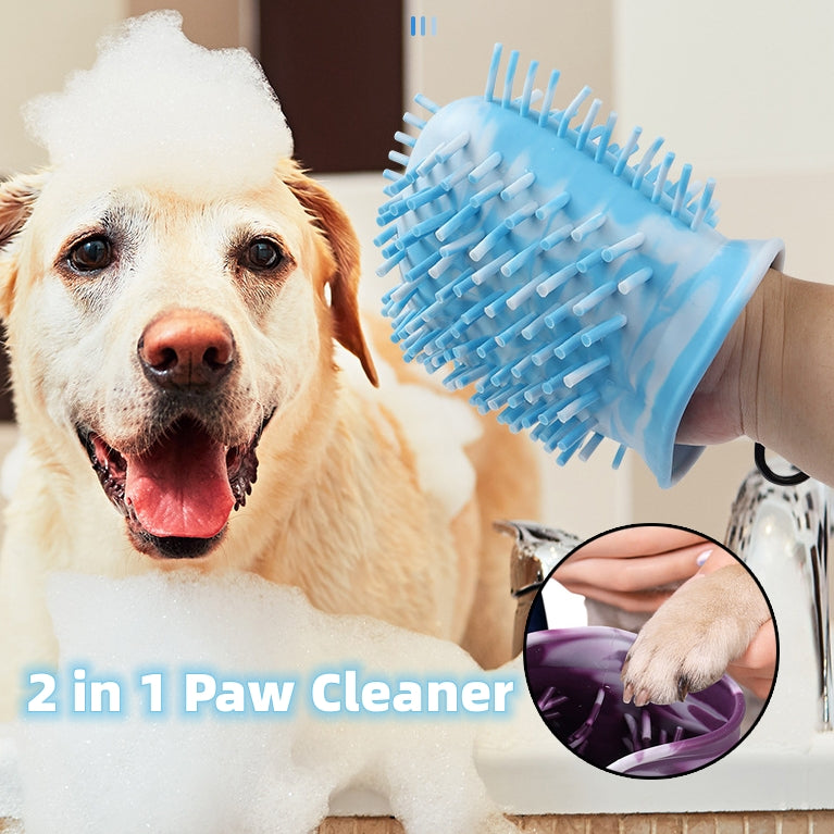 Scrubbing a dog's dirty paws the slow, messy way